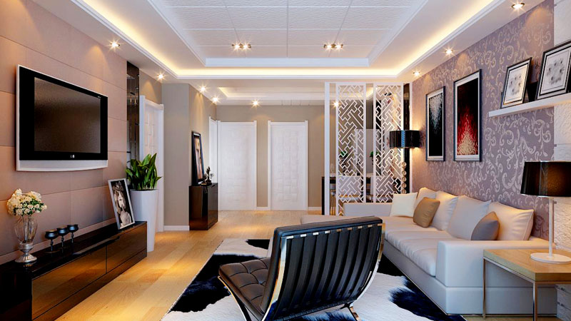 北京华侨城110平米二居室现代简约风格装修案例图